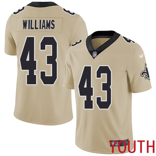 New Orleans Saints Limited Gold Youth Marcus Williams Jersey NFL Football 43 Inverted Legend Jersey